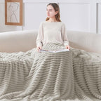 BEDELITE Ribbed Twin Blanket for Couch & Bed, Light Grey, Warm Yet Lightweight - Image 3