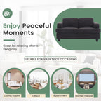 Ottoman Sofa, Modern Comfortable Ottoman with Storage Space for Living Room Apartment Lounge Sofa, Black Bouclé