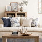 Set of 2 Decorative Floral Pillow Covers 22x22 Inch Light Blue | Neutral - Image 4