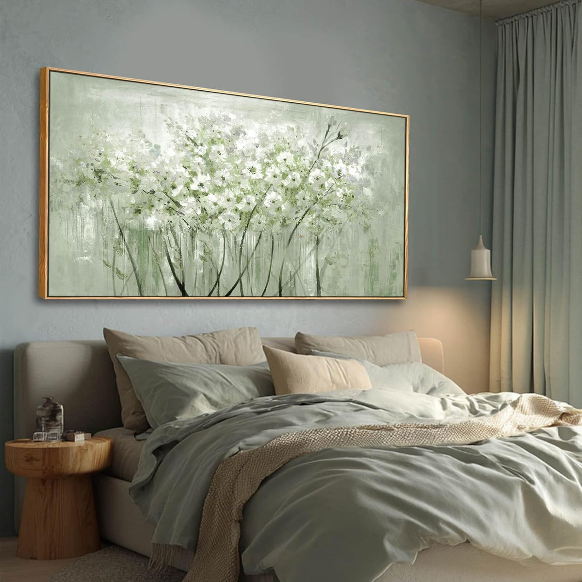Framed Floral Wall Art Green botanical Canvas 24"x48" Artwork plant print Nature Wall Decor for Home Living Room Bedroom Kitchen Office