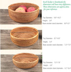 3 Pack Hadewoven Round Rattan Fruit Basket Wicker Food Tray Weaving Storage Holder Dinning Room Bowl, 10 Inch Small Wicker Basket Serving Tray Woven Basket for Bread,Snack,Brown(3-Size Kit)