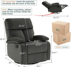 Swivel Rocker Recliner for Adults, Rocking Small Recliner Chair for Small Spaces, Glider-Nursery Rocking Chair for Living Room, RV, Nursery, Bedroom, Grey