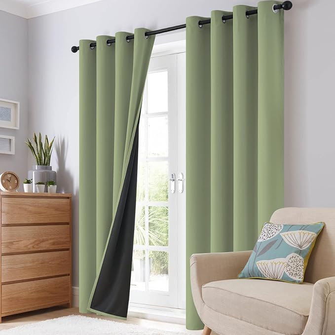SimpleHome Sage 100% Blackout Curtains Room Darkening Living Room 45 Inch | - Image 8