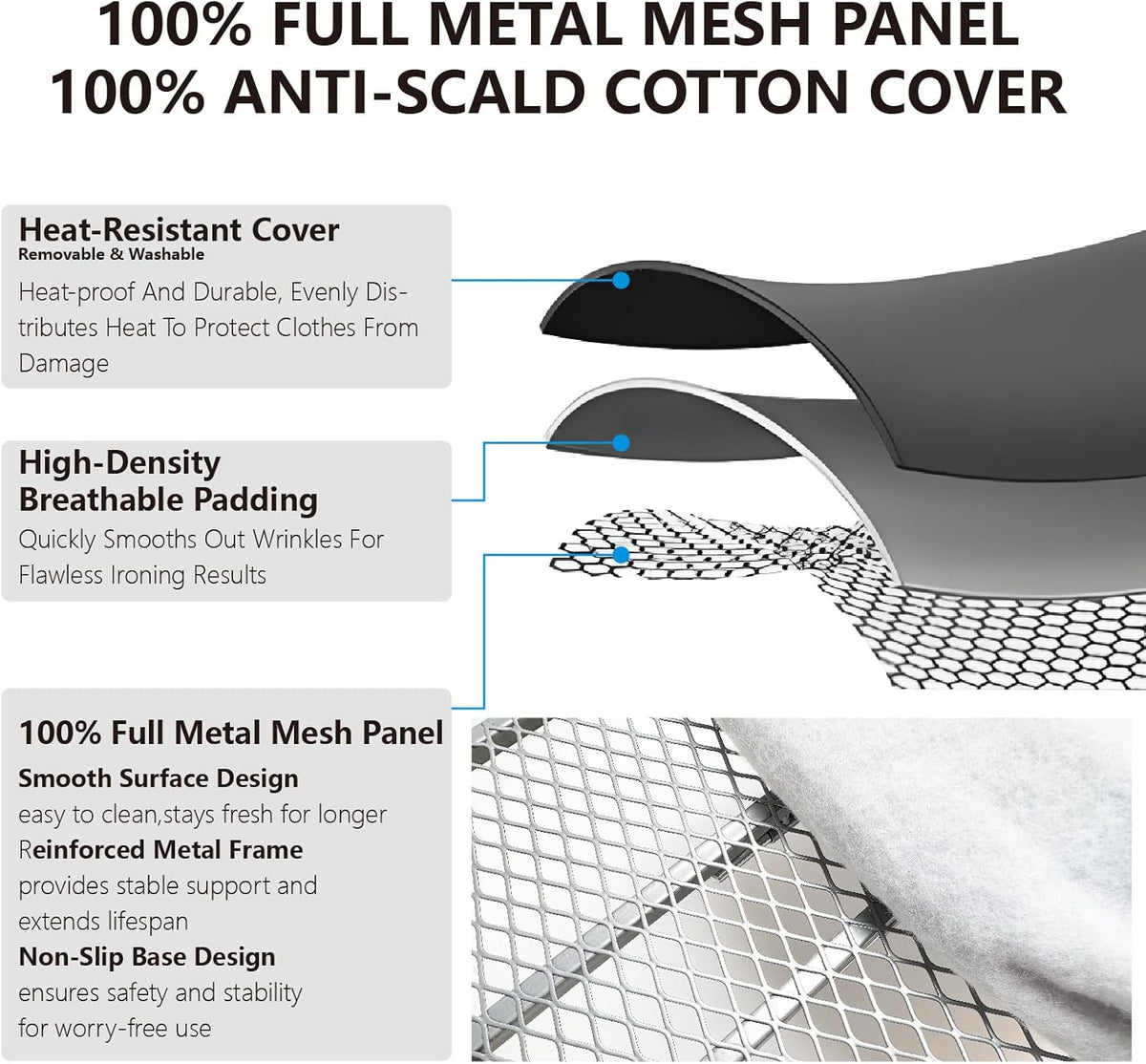 Metal Tabletop Ironing Board with Iron Rest, Portable Ironing Board Small with Heat Resistant Cotton Cover, Mini Iron Board for Small Space and Travel, 32 x 12 Inch (Gray)