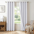 100% Blackout Linen Textured Curtains 72 Inch Long, Bright White | 100% by 100BlackoutShield