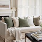 MIULEE Decorative Linen Pillow Covers 20x20 Inch Olive Green | Boho Farmhouse​ - Image 4