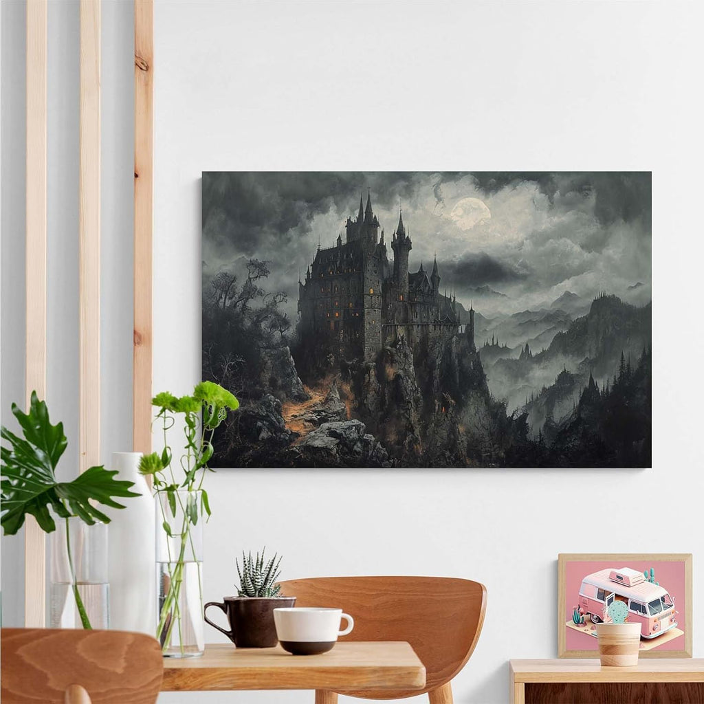 JFHCQJPK Vintage Castle Poster Dark Academy Victorian Gothic Castle Wall Art Poster Moody Mystical Art Print Suitable for Home Living Room Bedroom16x24in Frameless