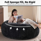 5FT，Big Bean Bag Chairs for Adults，Large beanbag with Filler Included，Memory Foam Material，Easy to Clean and Washable Corduroy Fabric，Suitable for Living Room and Bedroom (Black, 5 Foot)