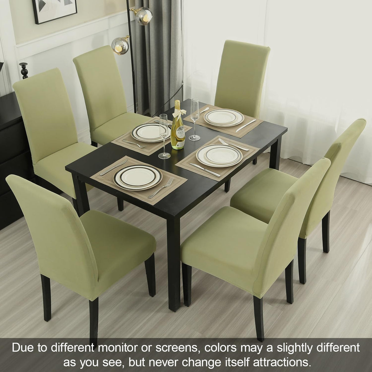 JQinHome Sage Green Chair Covers for Dining Room Set of 2, High Stretch Removable Washable Parsons Chair Slipcover for Home Party Hotel Wedding Ceremony (2PCS,Sage Green)