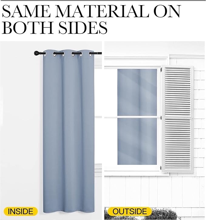 NICETOWN Vintage Blue Blackout Curtains 45 inches Length - Image 6