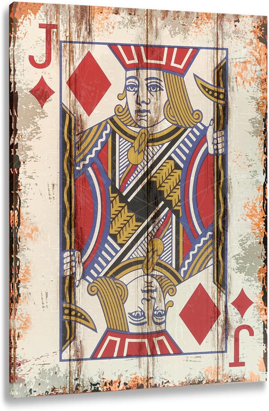 Poker Canvas Wall Art Print Jack of Dianmonds Game Room Wall Art Print Wall Decor Prints Poster With Framed