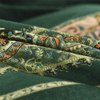 ABREEZE Bohemian Vintage Twin Size Floral Cotton Bedding Set 3Pcs Duvet Cover Set Boho Green Paisley 100% Egyptian Brushed Cotton Reversible Home Bedding Collection