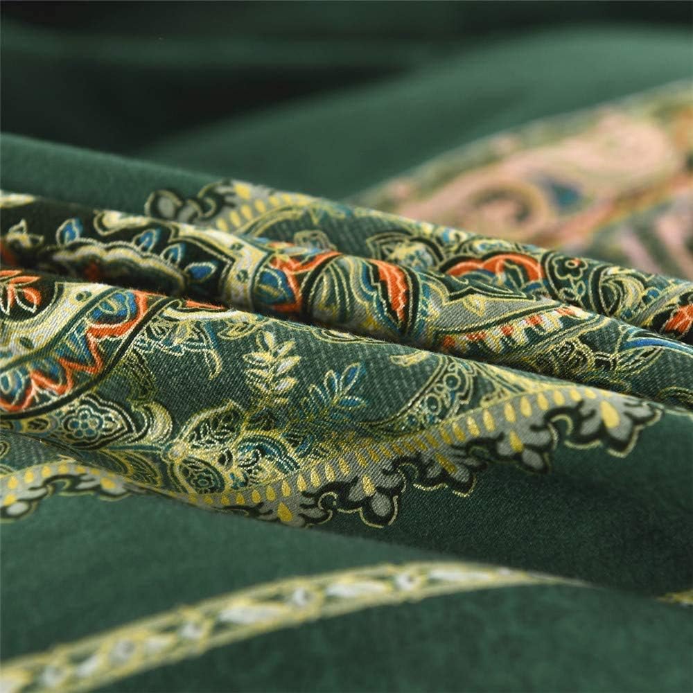 ABREEZE Bohemian Vintage Twin Size Floral Cotton Bedding Set 3Pcs Duvet Cover Set Boho Green Paisley 100% Egyptian Brushed Cotton Reversible Home Bedding Collection