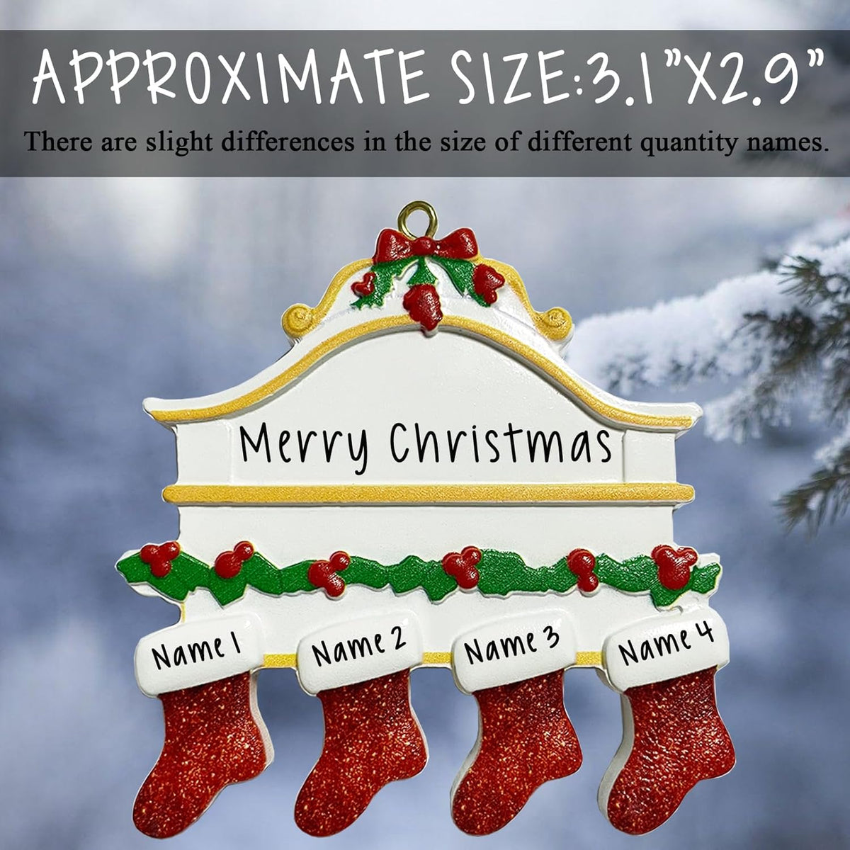 2025 Personalized Christmas Ornaments Family of 2/3/4/5/6/7/8,Custom Christmas Stoking Ornaments Deorations with Names,Customized Xmas Ornament Tree Deorations,Personalized Xmas Ornament Gifts