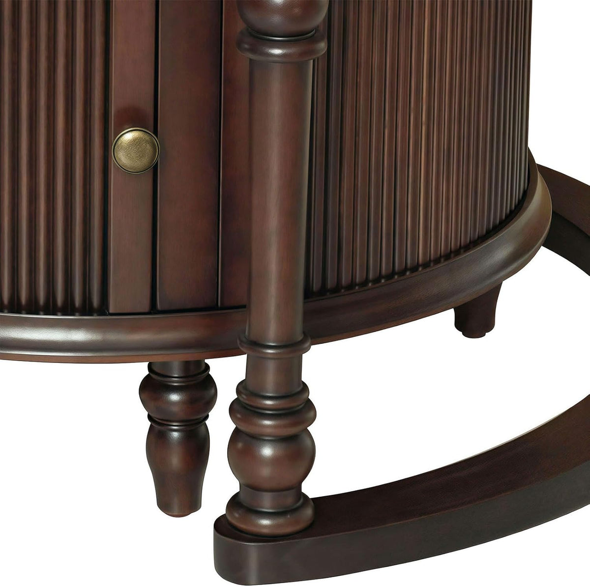 31.5'' Nesting Coffee Table Set of 2, Solid Wood Round Nesting Coffee Table Fluted with Storage, Brown Modern Coffee Table Set for Living Room Office