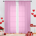 Pink Sheer Curtains 96 Inch Length, Elegant Sheer Curtains by OWENIE