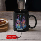 Personalized Electric Guitar Mug 11oz 15oz, Custom Choose Name Coffee Cup, Customized Rock Music Themed Black Mug, Gift For Musicians, Electric Guitar Ceramic Cup With Cosmic Design