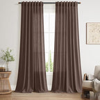 Cappuccino Linen Curtains for Living Room 98 Inches Long Light Filtering Semi by Nanspring