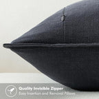 MIULEE Decorative Linen Pillow Covers 18x18 Inch Dark Gray | Boho Farmhouse​ - Image 3