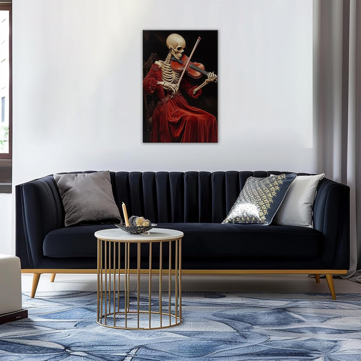OAAPITI Gothic Skull Violinist Wall Art Macabre Musician Canvas Print Edgy Dark Art Vintage Halloween Decoration for Living Room Bedroom Home Wall Decor(Artwork-9,12"x18")