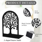 Faccito 5 Pairs Book Ends, Black Metal Bookends for Shelves Decorative, Non Skid Tree Stopper and Flower Shelf Holder for Heavy Books, Home Office School Supplies(Modern)