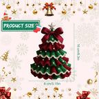 SHANGFEI DIY Crochet Christmas Tree Kit,Handmade Crochet Christmas Tree,Tree Bow Pearl Embellishment,Beginner Christmas Crochet Kit,Christmas Craft Kit(Red+Green)