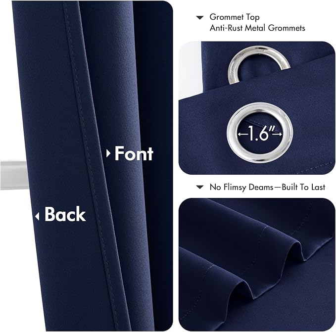 MIULEE Blackout Curtains for Bedroom 2 Panels 40 x 64 Inch Long Navy Blue | - Image 4