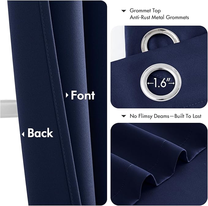 MIULEE Blackout Curtains for Bedroom 2 Panels 40 x 86 Inch Long Navy Blue | - Image 4