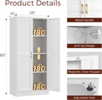 60" Tall Metal Pantry Cabinet, White Kitchen Pantry Storage Cabinet with 3 Adjustable Shelves and Gold Handles, Cupboard for Kitchen, Dining Room, Living Room, Bathroom