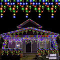 QITONG Multicolor Icicle Christmas Lights Outdoor, 33ft 400 LED Icicle Lights Indoor, Clear Wire Connectable String Lights Plug in with 8 Modes