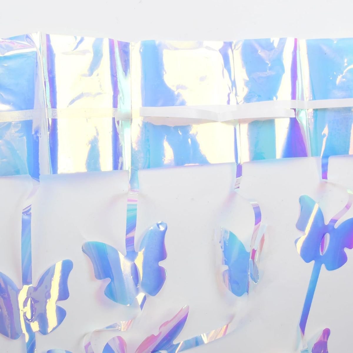 BRAVESHINE Iridescent Hanging Butterfly Foil Fringe Curtain - 2 Pack 3.2x6.6ft Holographic Party Streamers Backdrop for Baby/Bridal Shower/Mermaid/Frozen/Fairy/Princess/Butterfly Birthdays Decorations