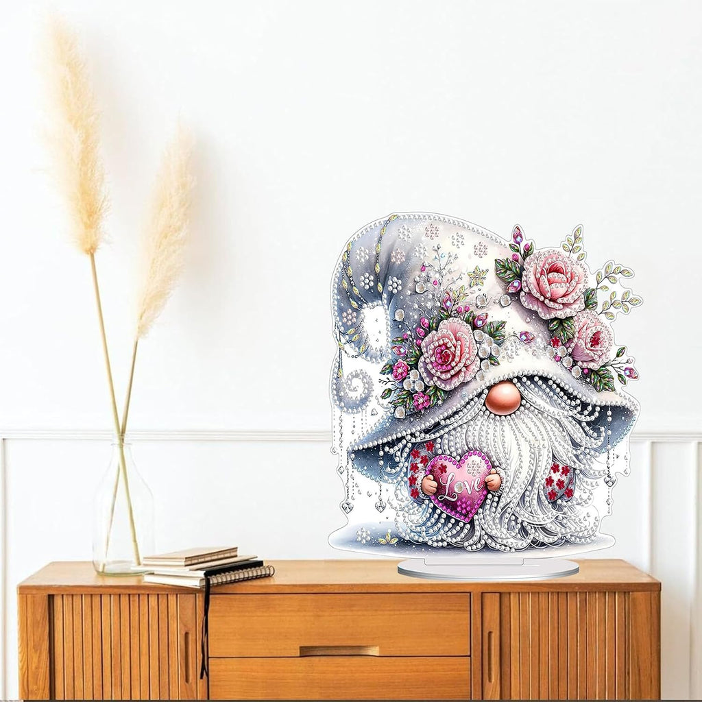 Diamond Painting Kits for Adults Beginners, 5D Full Drill Dwarf Love Crystal Art Desktop Ornament, DIY Single Sided Home Office Desk Decor, Creative Craft Gift Set with Tools