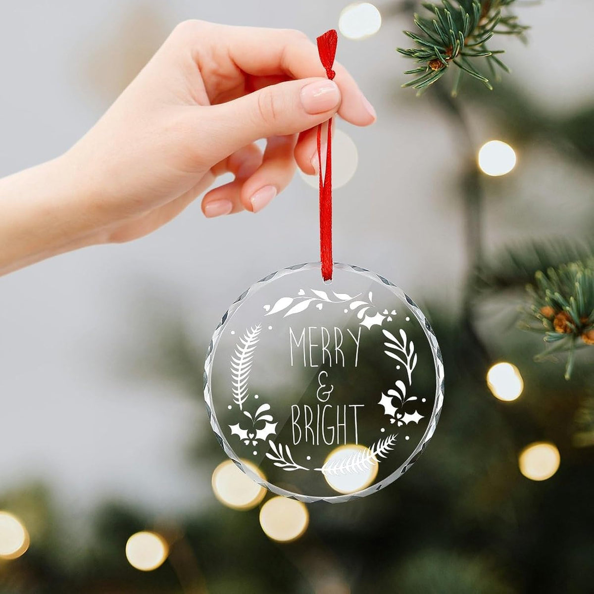 Personalized Christmas Ornaments - Custom Picture & Text Ornaments for Christmas 2024, Baby's 1st Christmas Ornament with Picture for Xmas Tree Custom Gifts for Family, Mom, Dad, Friend (Crystal)