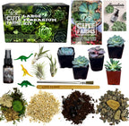 Cute Farms Terrarium Starter Kit | Moss, Vermiculite, Soil, Pebbles, Plant Food, & Finishing Tools (Large + 8 Live Plants)