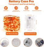 2 Pack 32.8 Ft. Battery Operated Outdoor String Lights with Remote & Timer, LED Orange Fairy Lights, Waterproof Twinkle Lights for Bedroom, Dorm, Mason Jar, Wedding, Party, Christmas