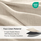 Linen Textured Total Blackout Curtains 84 Inches Long, Natural Flax | 100% - Image 4