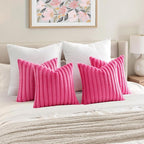 MIULEE Faux Fur Plush Decorative Throw Pillow Covers 18x18, Hot Pink | Set of 4 - Image 4