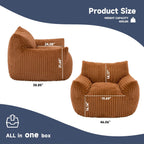 Oversized Bean Bag Chair for Adults, Giant Comfy Plush Boneless Bean Bag Couch with Filler for Kids - Reading Chair for Living Room, Bedroom & Dorm, Single Accent Chair Floor Lounger, Orange