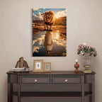 Framed Canvas Wall Painting Lion and Jesus Reflection Religious Poster Inspirational Faith Gallery Picture Print for Living Room and Bedroom Decor 12x16 Inch Ready to Hang