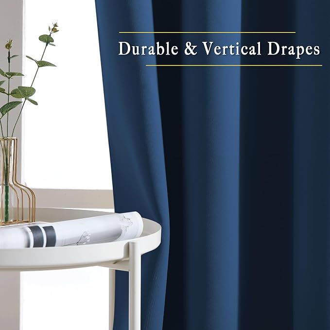 NICETOWN Moroccan Blue Room Darkening Curtains 90 inch Length - Image 5