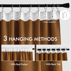 MIULEE Golden Brown Back Tab Blackout Curtains 52x90 Inch Long 2 Panels Set | - Image 3