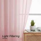 Simplebrand Blush Sheer Curtains 96 Inches Long, Light Filtering Rod Pocket - Image 5