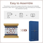 71" Metal Pantry Cabinet, Tall Kitchen Pantry Storage Cabinet with 4 Adjustable Shelves and Gold Handles, Blue Cupboard for Kitchen, Dining Room, Living Room