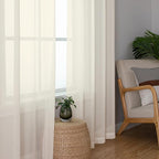 Simplebrand Cream Sheer Curtains 72 Inches Long 2 Panels - Image 5