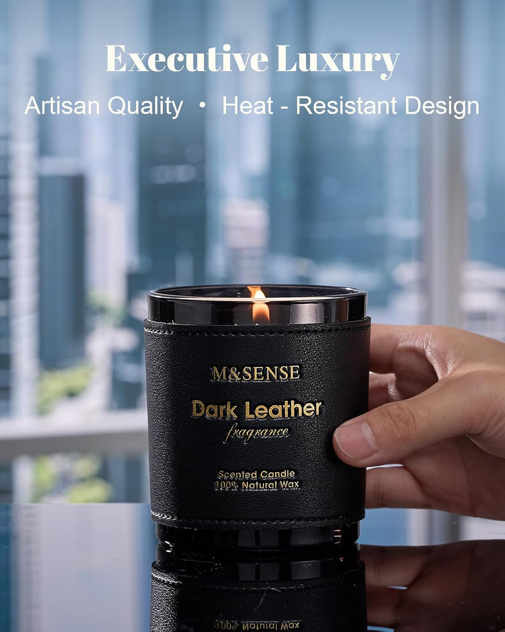 M&SENSE Tobacco Leather Berries Scented Candles, Heavy Scented Candles,Vegan Soy Wax,10oz 42-Hour Long Burning Time,Relax Home Fragrance, Cozy Romance Fancy Gifts for Man Dad in Living Rooms Bedroom