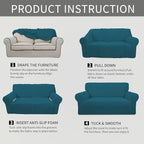 Easy-Going Stretch Loveseat Couch Covers Washable Peacock Blue | 1-Piece - Image 8