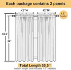 Lemon Sheer Curtains for Living Room 54 Inch Length 2 Pcs, Solid Color Voile - Image 3