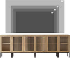 Farmhouse TV Stand for TVs up to 100 Inch, Entertainment Center TV Console with Storage Cabinets and Glass Doors,Media Console for Living Room,Oak