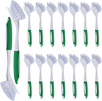 Hsei 20 Pcs Green Kitchen Scrub Dish Brush Bulk with 11 Inch Anti Slip Handle Cleaning Dish Scrubber with Stiff Bristles Washing Scrub Brushes for Housekeeping for Pots and Pans, Kitchen Sink