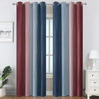 Navy Blue and Burgundy Red Ombre Blackout Bedroom Curtains 108 Inches Long | - Image 2